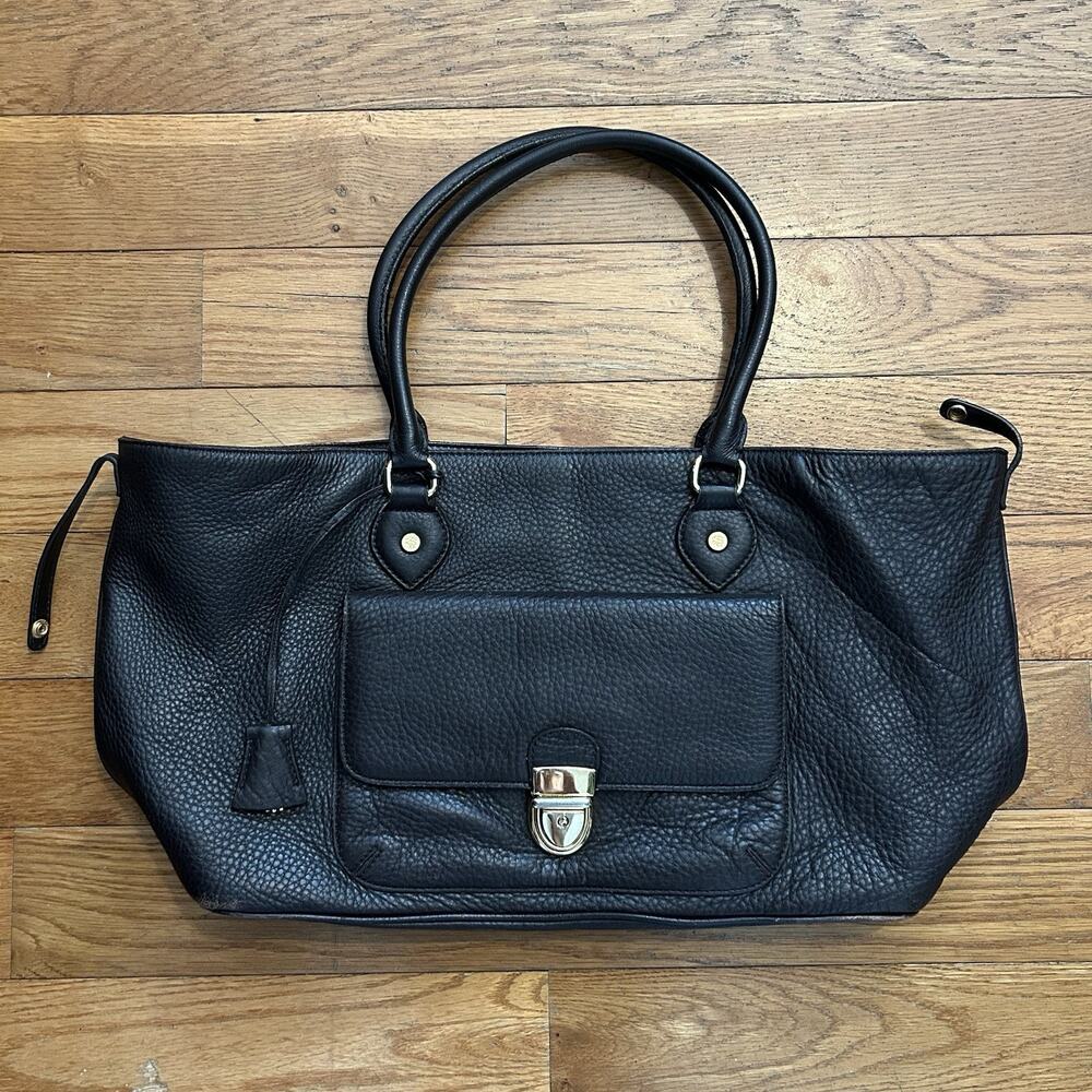 Brooks Brothers Brown Pebbled Leather Key Closure Purse Shoulder Bag